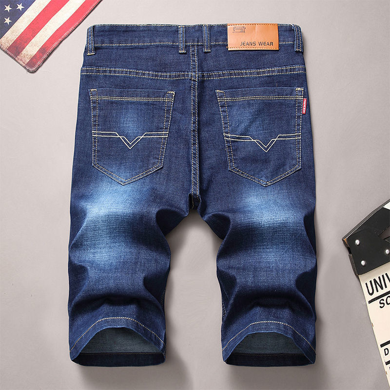 Summer Thin Men's Denim Shorts Straight Stretch Loose Casual Men's Pants Five-point Pants Men's Pants