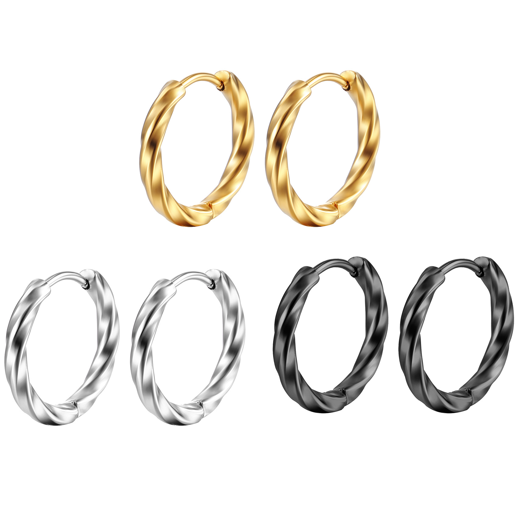 Fashion Round Stainless Steel Plating Hoop Earrings 1 Pair display picture 1