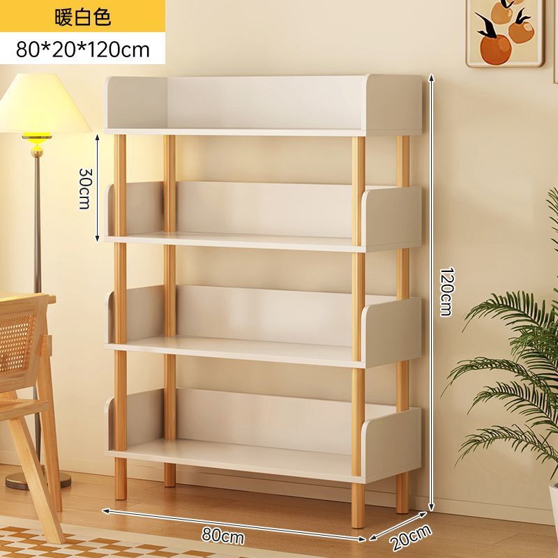 Estante de libros estante de almacenamiento integrado contra la pared estante de almacenamiento de madera maciza estante de lectura multicapa para estudiantes domésticos