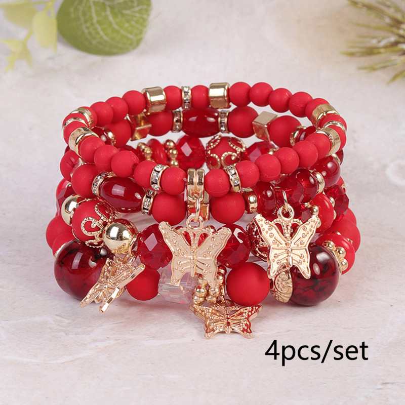 Cross-border Hot Bohemian Style Multi-layer Beaded Bracelet Four Butterfly Pendant Glass Beads Jewelry Factory Outlet Cross-border Hot Bohemian Style Multi-layer Beaded Bracelet Four Butterfly Pendant Glass Beads Jewelry Factory Outlet
