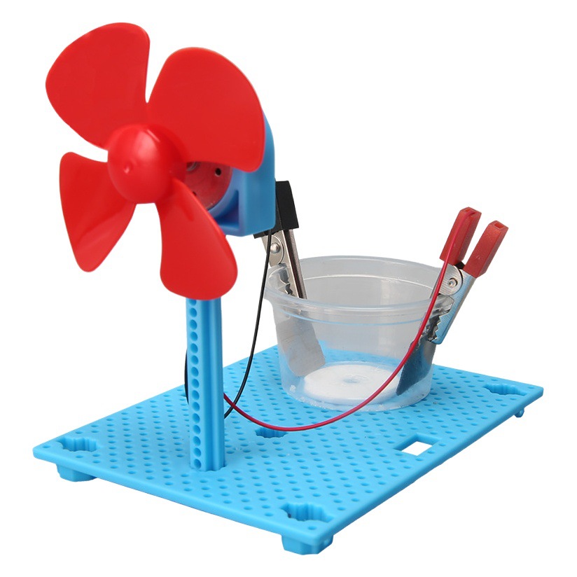 Pequeña tecnología de producción de agua salada para niños generación de energía ventilador juguete experimento científico para niños hecho a mano paquete de material de bricolaje al por mayor
