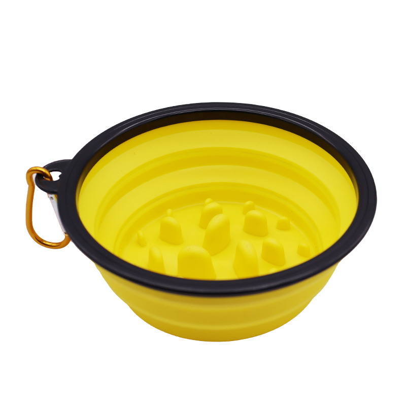 Spot al por mayor utensilios para mascotas Tazón plegable de silicona Tazón para perros Tazón para perros Tazón portátil para arroz para perros al aire libre Tazón de comida lenta para perros