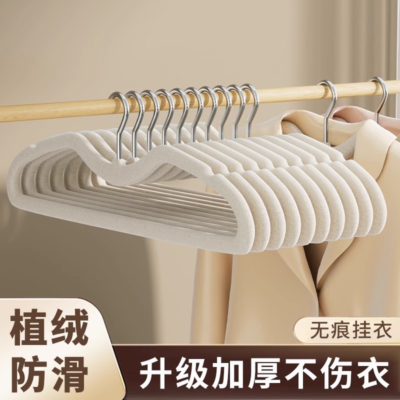 家用短颈植绒防鼓包衣架家用防滑阳台晒衣架整理师推荐省空间衣架|undefined