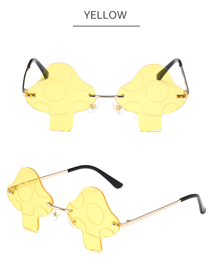 45g Weight Frameless Glasses Structure Sunglasses Classification PC, UV400 Protection, Tinted Lenses Lens Material Special-Shaped Mirror Glasses Style Casual, Outdoor, Beach Occasion Mushroom Pattern All Seasons Season Unisex Gender Novelty, Modern Style Style Novelty Modern Style Mushroom PC UV400 Protection Tinted Lenses Special-Shaped Mirror Frameless Women's Sunglasses 10
