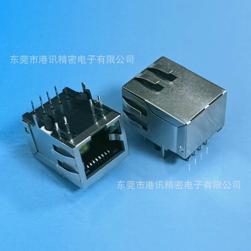 RJ45 female seat 90 degree shielding non-shielding housing length 21MM LED lamp net Port RJ458P8C copper