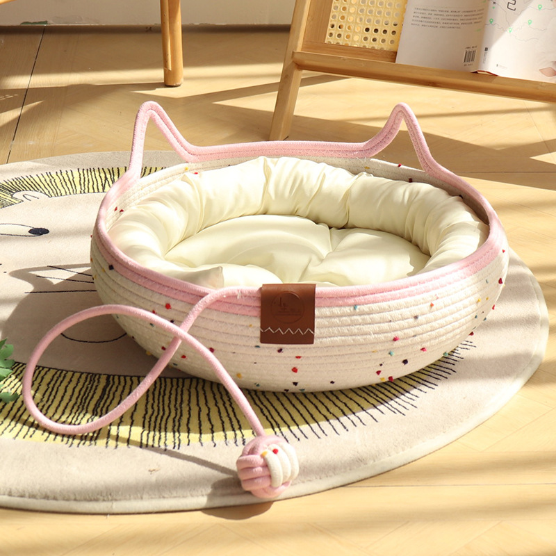 컬러풀한 폼폼 - 핑크색 장난감 공 + 흰색 화장솜 + 흰색 베개