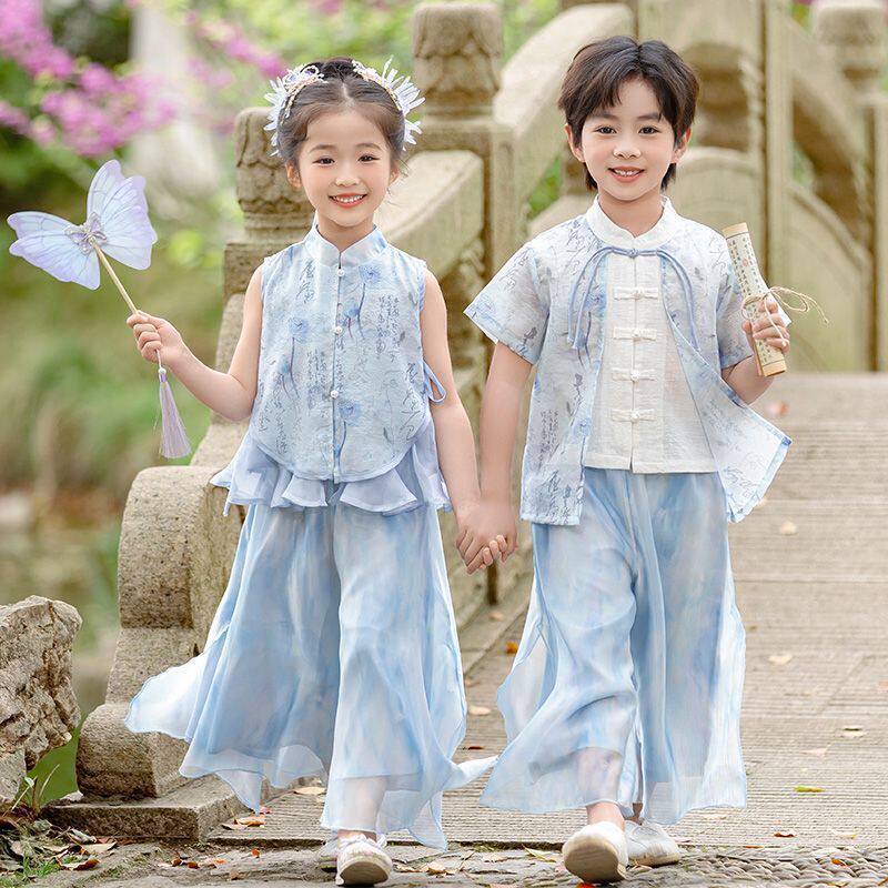 Hanfu for Girls 2026 New Thin Style Boys' Stylish Ancient Costume Summer Tang Suit Chinese Traditional Clothing Children's Performance Outfit