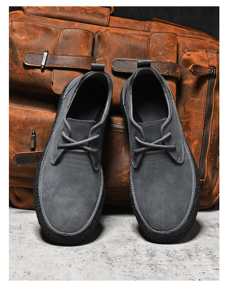 Giày sneaker nam cổ thấp da lộn phối lưới, đế dày — 2307 ren màu xám, 2307 ren nâu, 2307 ren đen, ren 2307m màu chi tiết 6