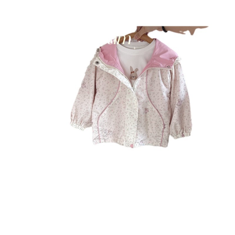 XIE 골든 리트리버 소녀 자켓 가을 의류 2024 새로운 스타일 유행 후드 가디건 탑 아동 자켓 가을