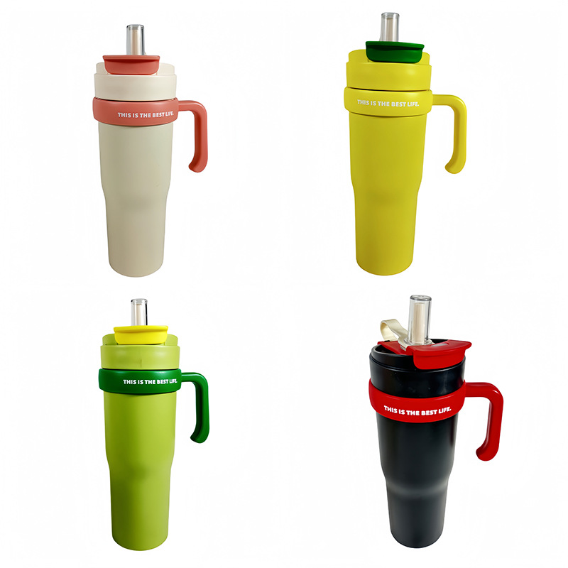 Nuevo mango transfronterizo de taza de automóvil 304 taza de acero inoxidable al aire libre portátil de doble vacío taza de hielo