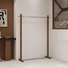 服装展示陈列中岛落地不锈钢挂衣杆转印胡桃木纹色复古女装店货架