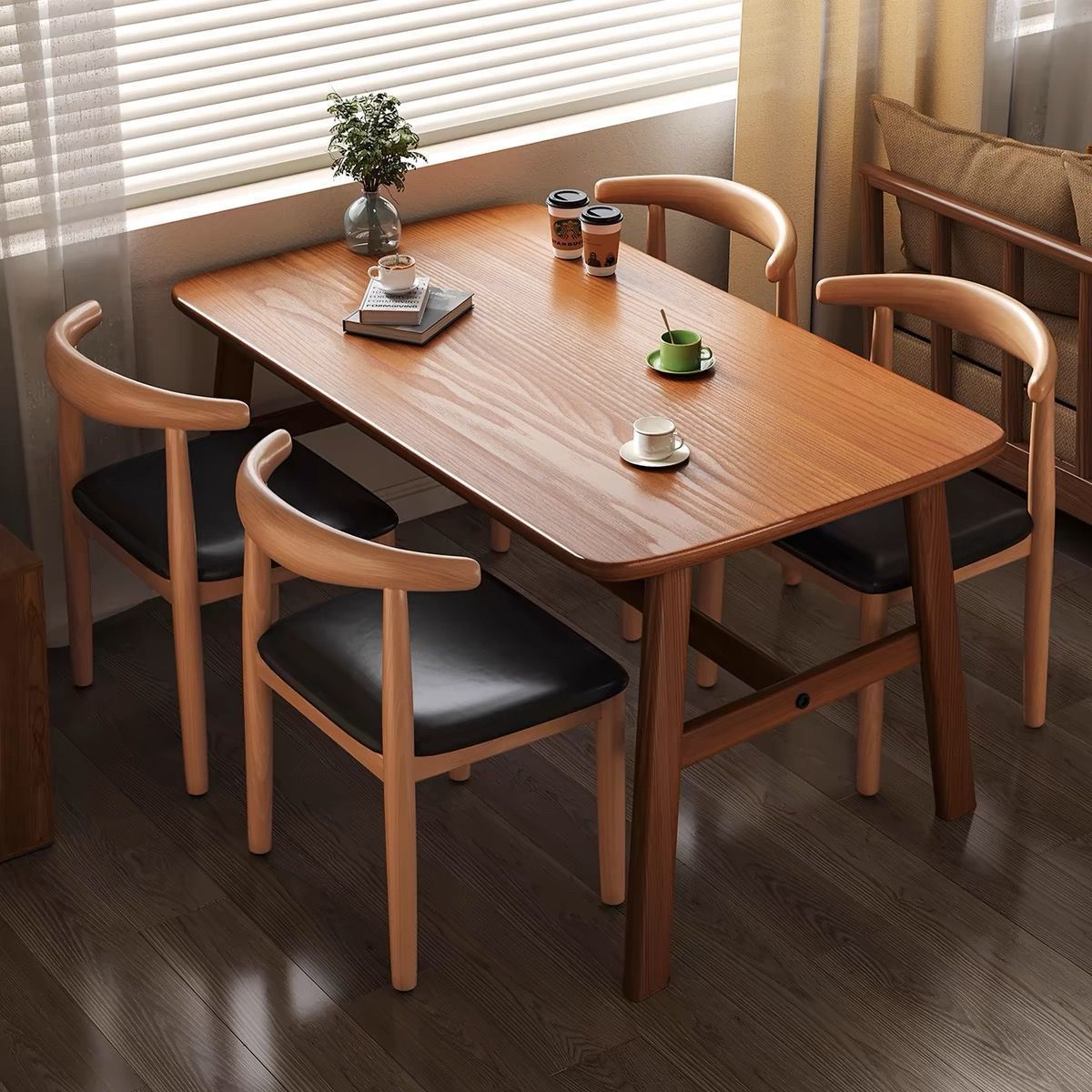 Dining Chair for Home Use, Simple Backrest Stool, Imitation Solid Wood Chair, Dressing Chair, New Chinese Style Iron Art Horn Chair, Restaurant Backrest Chair