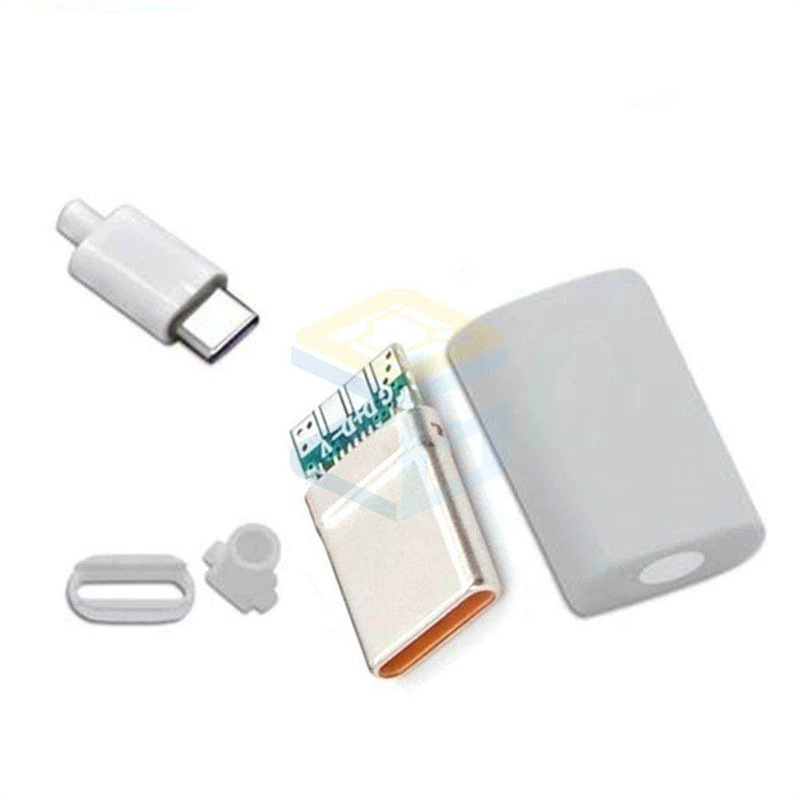 TYPE-C公头 6A带外壳USB带板焊线式接口DIY插头数据线手机维修