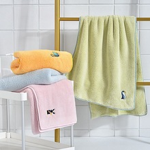 新款时尚绣花珊瑚绒毛巾浴巾家用洗澡套装吸水跨境面巾礼品柔软