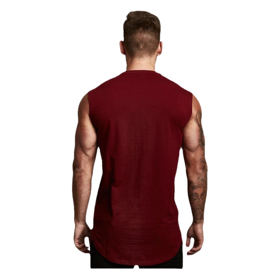 Fitness Brothers European and American Style No-Logo Cotton Sports Vest Men's Running Sleeveless T-Shirt Loose Fit European and American Style