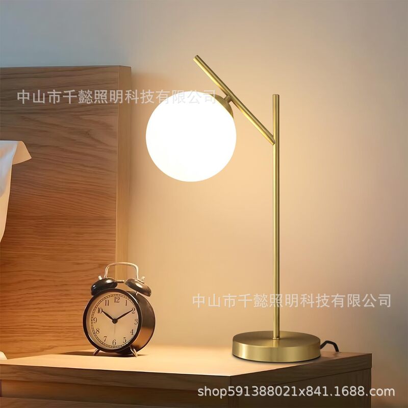Amazon Us Standard Medieval Modern Bedroom Living Room Study Milky White Glass Lampshade Metal Table Lamp Bedside Lamp