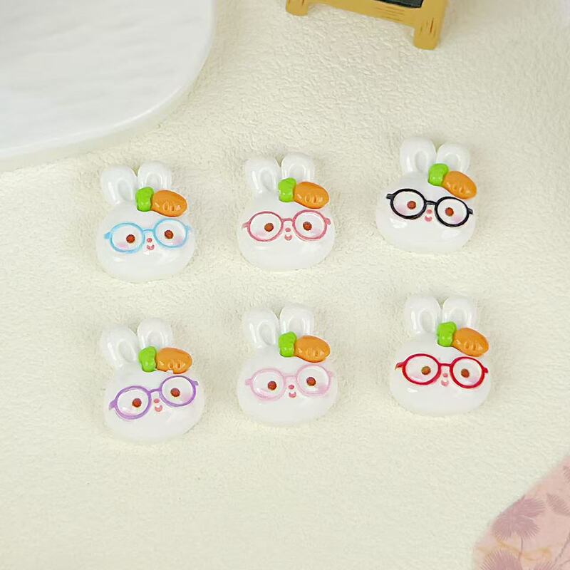 Cartoon Carrot Glasses Rabbit Cute DIY Jewelry Accessories Cream Glue Resin Small Accessories Hole Shoe Buckle Material
