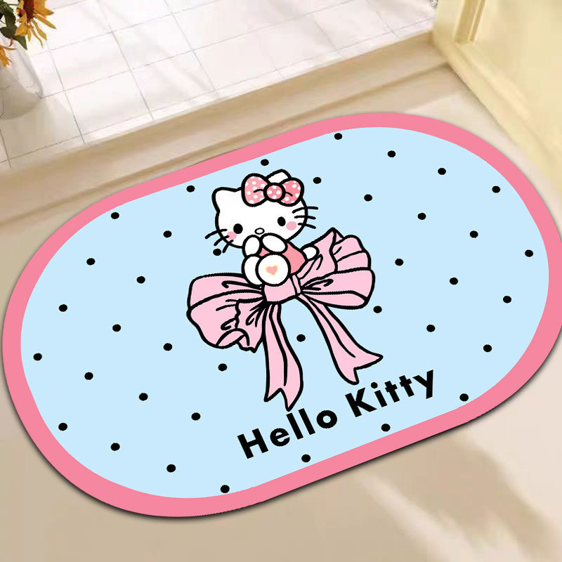 可爱HelloKitty硅藻泥吸水地垫家用卫生间洗漱台防滑易打理门垫|undefined