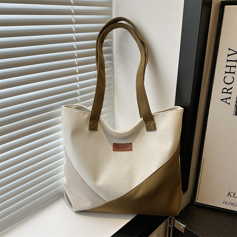 Bolso de gran capacidad para mujeres 2024 nuevo verano viaje empalme bolso de hombro bolso de lona para estudiantes universitarios