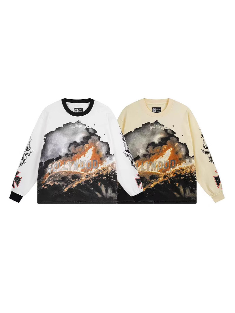 Trendy transfronterizo 25ssGodspeed Skeleton Rock Band Camiseta de manga larga de alta calidad para hombres y mujeres