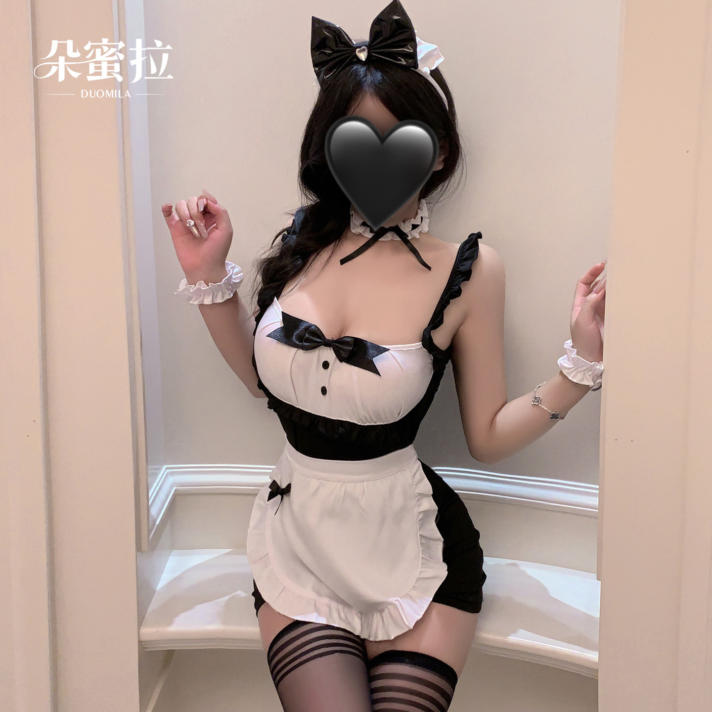 Domira sexy and alluring strapless maid set, passionate and seductive uniform for maids.
