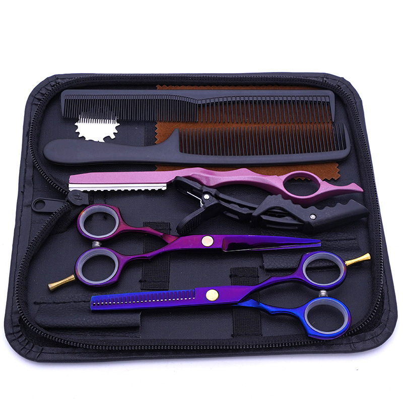 Directo de fábrica de 6 pulgadas de acero inoxidable tijeras de pelo profesional estilista tijeras planas fleco fino tijeras de dientes