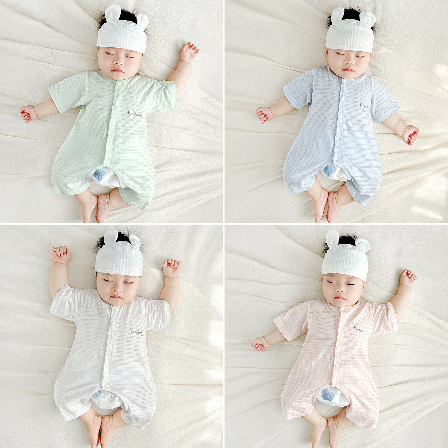 Mono de bebé verano hombres y mujeres niños pequeños algodón fino manga corta entrepierna abierta mampara ropa de recién nacido ropa de verano para bebés