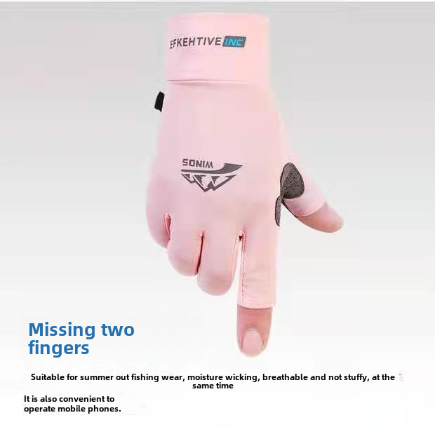 Ice Silk men's and women's gloves men's summer thin outdoor riding driving  slip sun protection leakage finger fishing New gloves_maomaolike.com