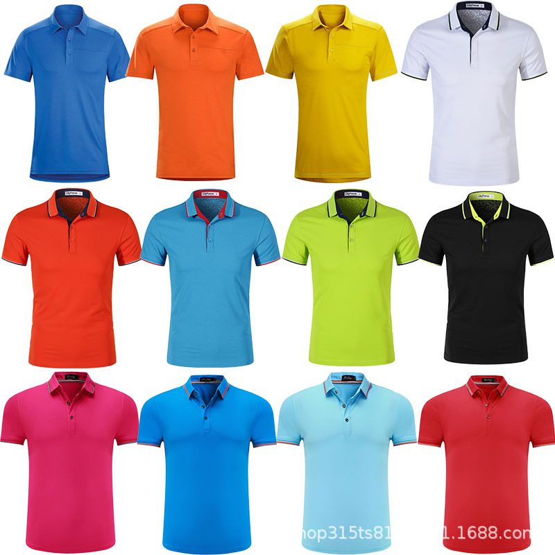 2022 summer new men's solid color polo s...