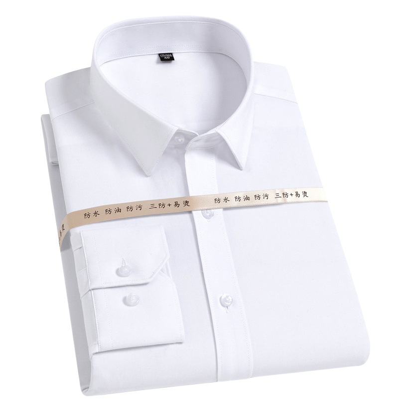 Camisa blanca a prueba de tres hombres de manga larga sin planchar estiramiento Ropa de trabajo de los hombres de negocios ropa formal herramientas camisa blanca Hombres