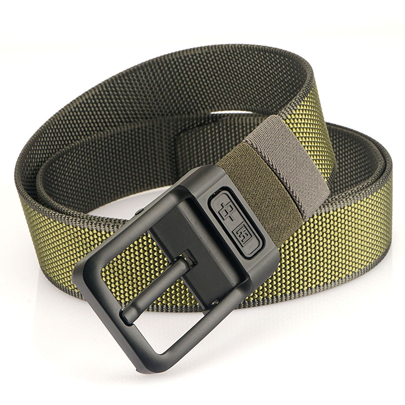 [Doble cara de doble uso] nueva hebilla giratoria cinturón de nylon de dos colores para jóvenes y de mediana edad casual cinturón de pantalones de lona de todos los partidos