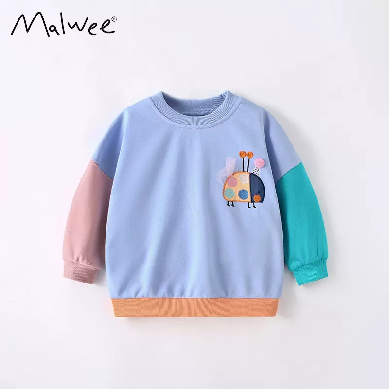 malwee女童卫衣秋季新款欧美中小童休闲圆领洋气小女孩儿童装上衣