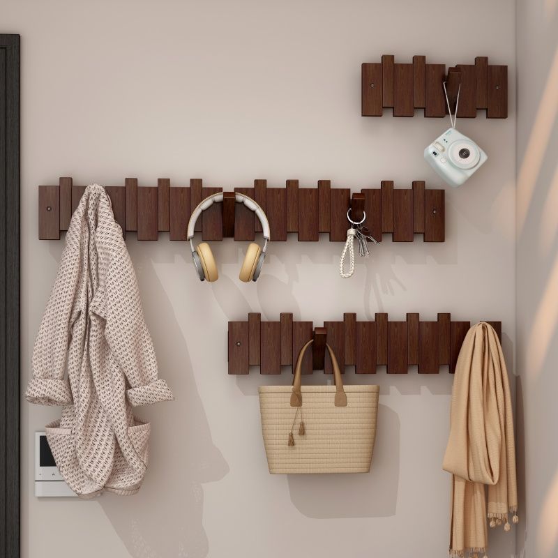 Piano Key Wall-Mounted Coat Rack, Entryway Hook, Bedroom Solid Wood No-Drill Coat Rack