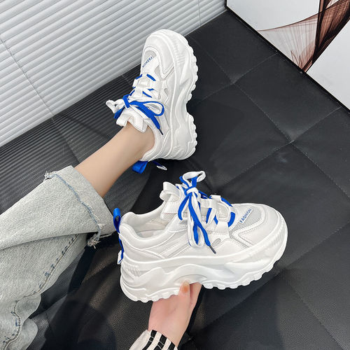 Mesh thick-soled dad shoes for women ins trendy and versatile street-increasing platform sneakers for women  new white shoes