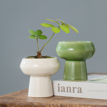 陶瓷开片小花盆铜钱草花器小清新容器桌面档次网红迷你花盆有孔