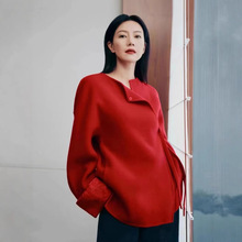 高圆圆同款2024冬季新款女装气质百搭新中式双面呢外套EBD4COT031