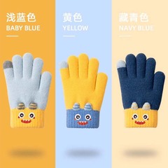 子供の手袋の男の子の大きい子供の保温は手袋の漫画の秋冬の男の子の高弾力のニットの5本の指の手袋の新型を指します。