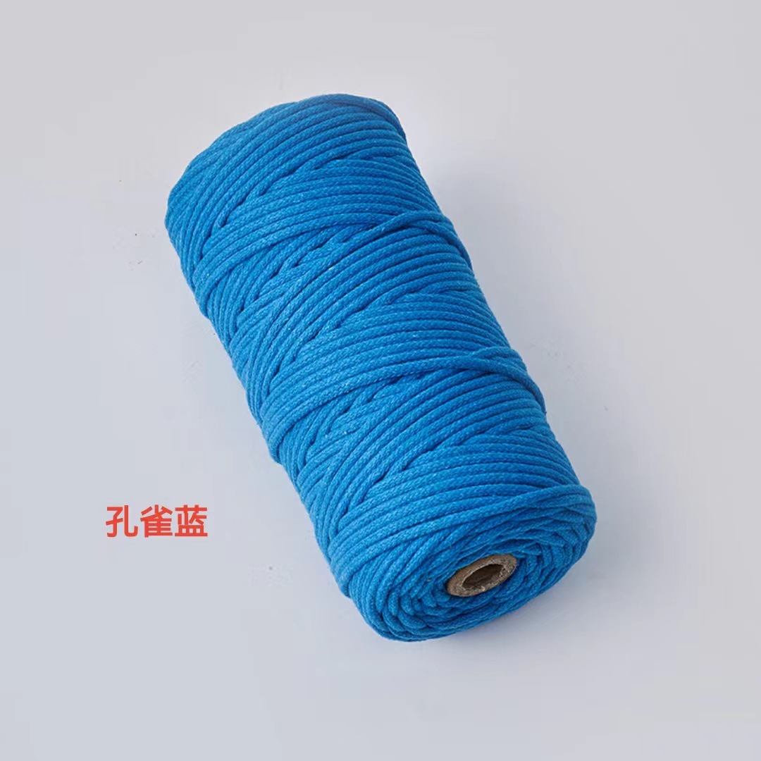 Cuerda de algodón con núcleo de color de 4mm, cuerda de nudo, pulsera de cuerda tejida a mano, cuerda de algodón, cuerda de tapiz, funda de botella creativa, cuerda decorativa