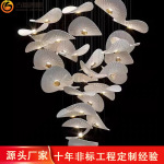 中山灯饰工厂直销RH轻奢酒店公寓大厅复式楼玻璃叶子水晶灯具定制