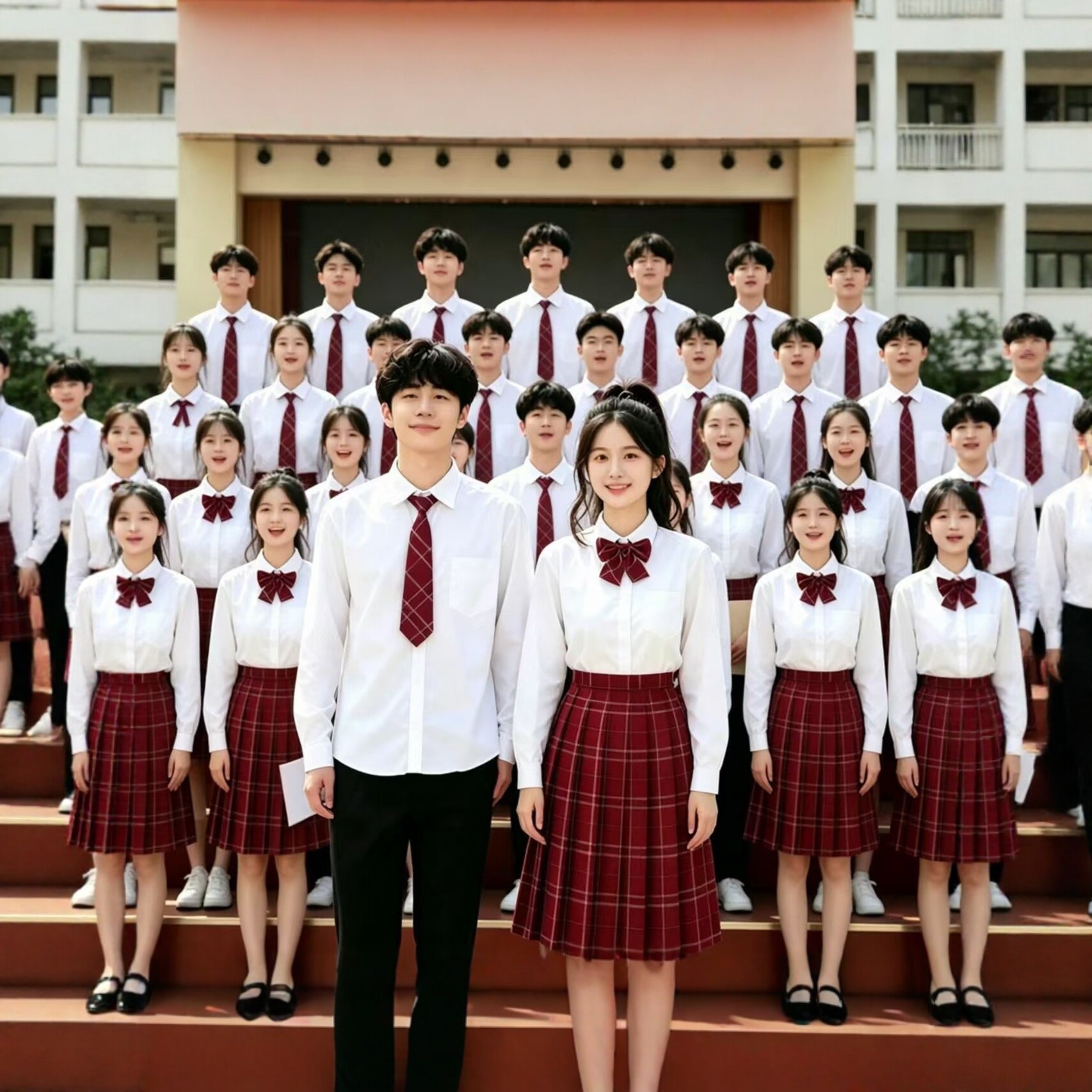 College-style JK uniform set, suitable for both male and female students, for choir performances, high school graduation photos, and group events