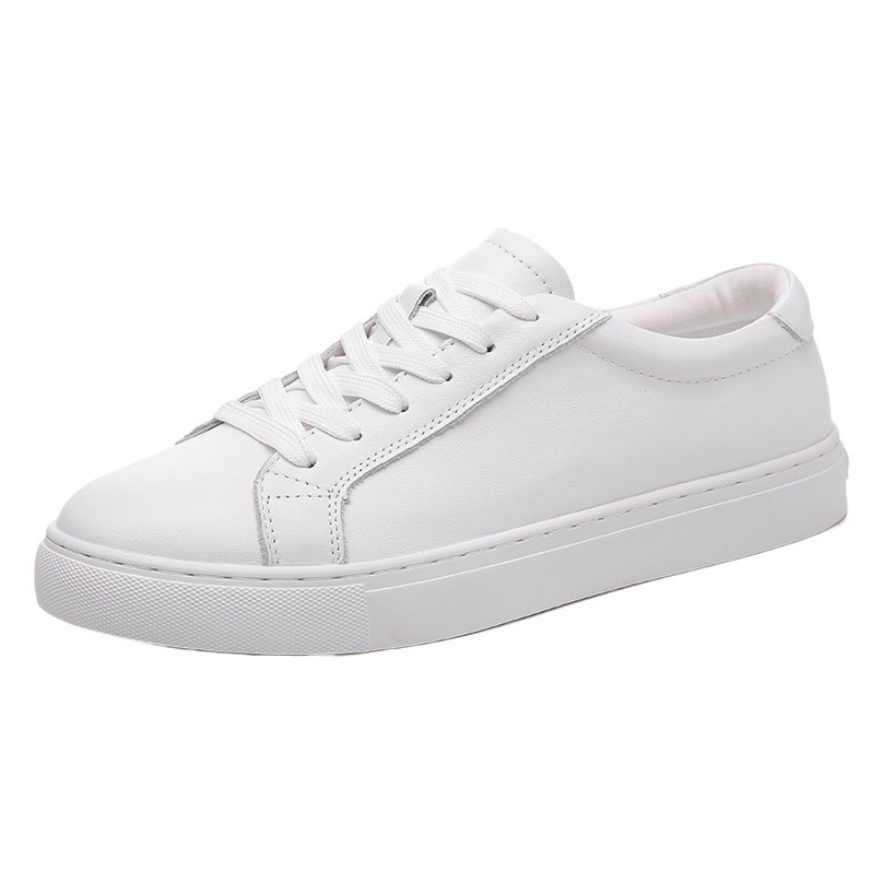 Summer cowhide skate shoes men's Korean-style trendy versatile sports casual white shoes 47 plus size men's shoes lovers shoes
