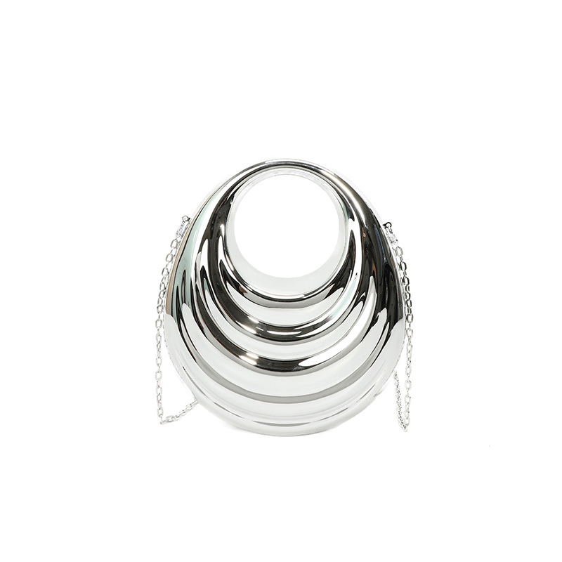 Cross-Border European & American Acrylic Cookie Egg-Shaped Box Bag, Glossy Irregular Shell Clutch, Women's Crossbody Bag - Thumbnail 6