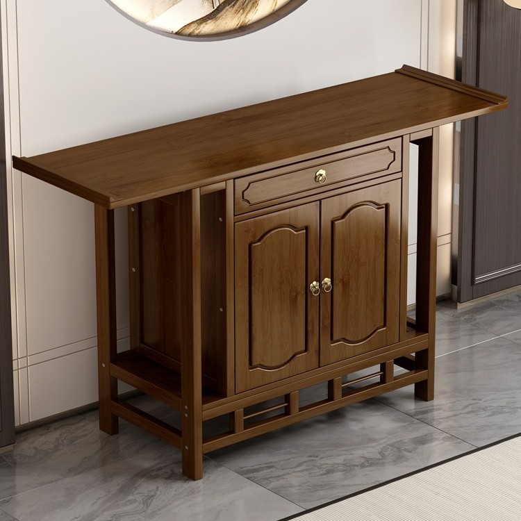 God of Wealth New Chinese Style Solid Wood Entrance Cabinet Simple Offering Table Modern Living Room Altar Home Simple Buddha Table