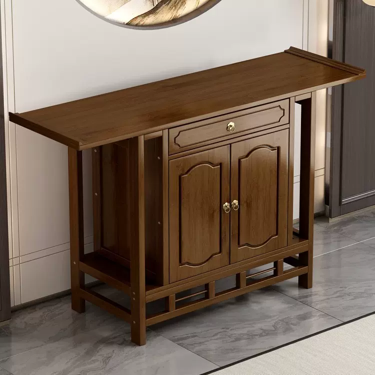 财神爷新中式实木玄关柜可简易供桌现代客厅佛龛香案家用简约佛台