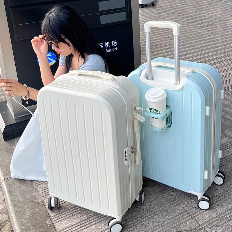 Rechargeable luggage women's 20-inch trolley case small lightweight universal wheel suitcase password box 24 mother and child box leather case