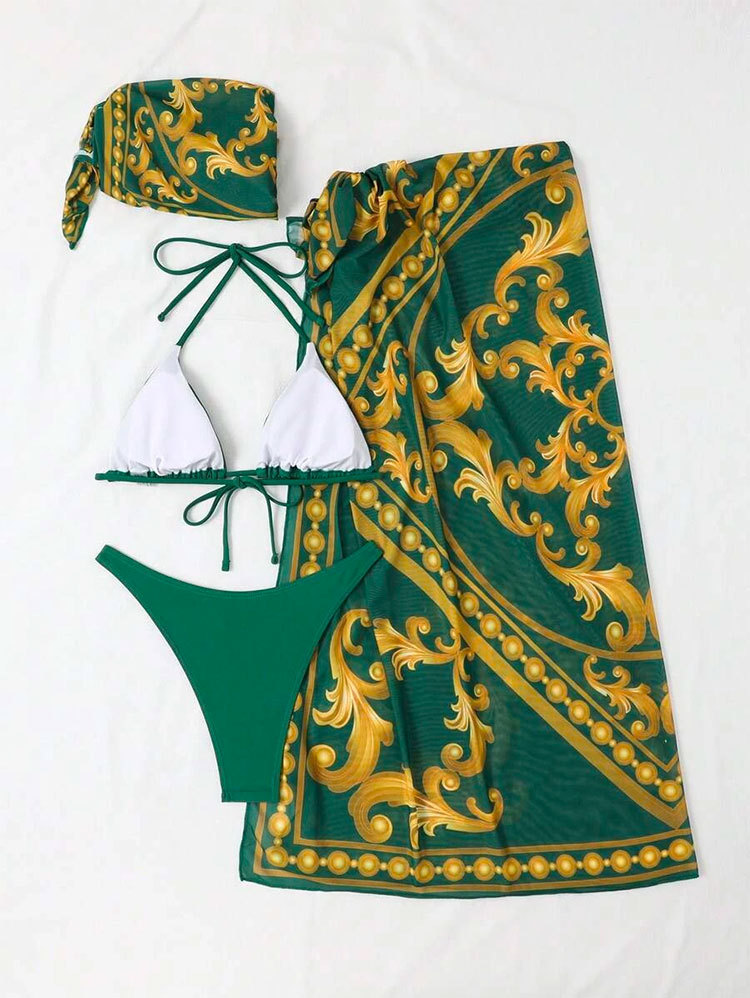 Printing Design Sexy Style Women's Sexy Printing Printing 3 Piece Set Bikinis