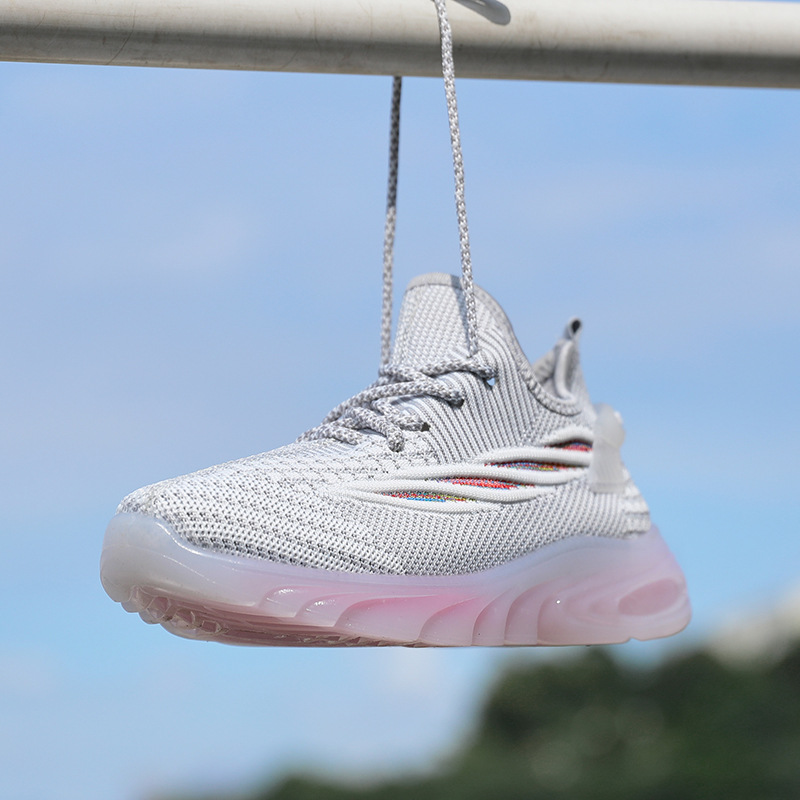 Spring New Style Fly-Knit Fabric Lace-Up Jelly-Soled Women's Shoes, Fashionable and Versatile Women's Shoes, Casual Sports Student Shoes