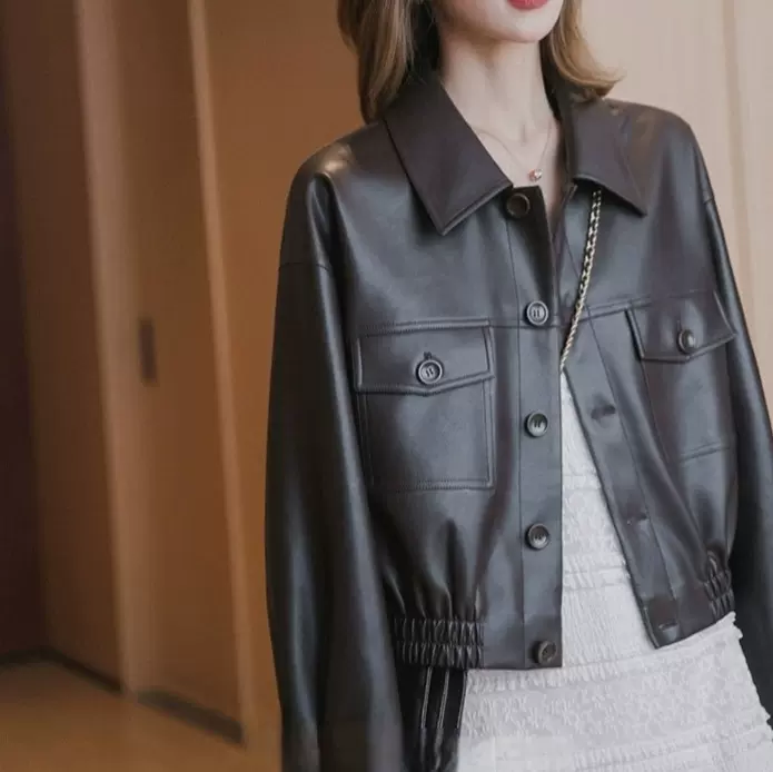 2025秋冬新款PU皮衣定制女士潮流夹克源头外贸大厂出样快可小单