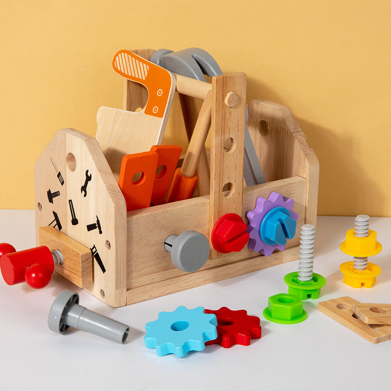Educación temprana para niños Variedad Caja de herramientas portátil Simulación Desmontaje Mantenimiento Tornillo Tornillo Tuerca Mesa de trabajo Juguetes educativos