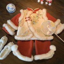 新款汉服冬装2025女童中国宝宝冬季套装加厚中式洋气拜年服两件套